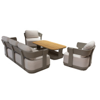 2025 luxe en aluminium teck bois Table basse ensembles Design moderne extérieur jardin Patio balcon salon canapé ensemble pour cour Villa