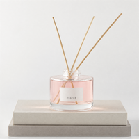 Bouteille diffuseur de parfum en verre cylindrique court de 150 ml, conteneur d'aromathérapie personnalisé avec logo pour la décoration intérieure