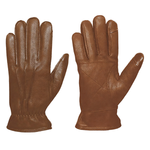 Guantes de cuero hasta la muñeca, forrados de lana, estilo liso, para uso diario, calidez en invierno - Product Image 1