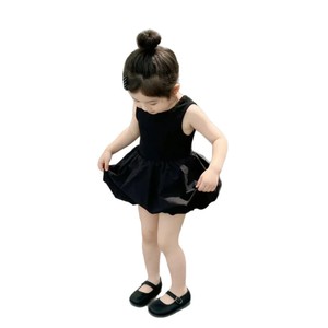 Girls Korean Style Black Tulip Skirt Crossback Vest Dress Breathable Backless Summer Dress - Product Image 5