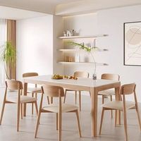 Ensemble de meubles de salle à manger modernes nordiques en bois massif avec table à manger en pierre pour la maison, l'appartement ou l'hôtel