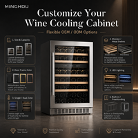 Armoire à vin de luxe OEM, réfrigérateur à vin encastrable avec porte vitrée