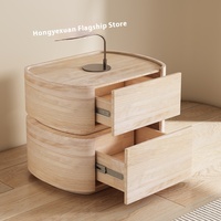 Table de chevet en bois massif Style crème Luxe léger Haut de gamme Simple Design moderne Petite table basse Salon alternatif