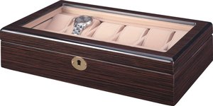 Pavia <span class=keywords><strong>Antique</strong></span> 6-<span class=keywords><strong>Watch</strong></span> 3-kính chống bụi lưu trữ hiển thị hộp Tổ chức tối Walnut gỗ da lộn đa chức năng hình chữ nhật trường hợp - Product Image 6