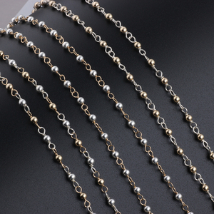 Cadena de Oro Laminado de 14K de 3mm Hecha a Mano con Cuentas de Tres Tonos y Cuentas de Plata S925 <span class=keywords><strong>para</strong></span> Fabricación de Joyas, <span class=keywords><strong>Collares</strong></span> y Pulseras - Product Image 4