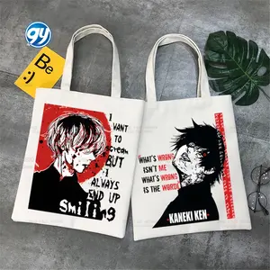 Anime Tokyo Ghoul Kaneki Ken Cool Manga Cartoon Canvas Shoulder Bag Female Harajuku Funny Eco Environmental Shopper Bag