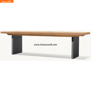 Table de cour moderne <span class=keywords><strong>en</strong></span> <span class=keywords><strong>teck</strong></span> finition soignée, rangées de lattes parallèles, lignes nettes, longue durée de vie - Product Image 4