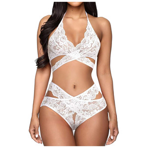 Set di Lingerie Sexy da donna in due pezzi reggiseno in pizzo e slip Set di biancheria da notte Bralette servizio reggiseno Sexy e affascinante - Product Image 4