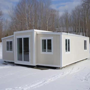 40ft Shipping Well Camp 30ft Casas de madera plegables 3 dormitorios con paneles solares Casa contenedor extensible - Product Image 1