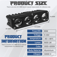 Focos LED de Alta Potencia con Ventilador para Parrilla de Coche, Luces Antiniebla, Luces de Trabajo, Luces Auxiliares Externas para Vehículos Todoterreno, SUV, Camioneta
