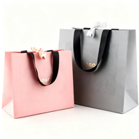 Sac en papier gaufré noir de luxe pour cadeaux, sac écologique, sacs en papier pour le shopping