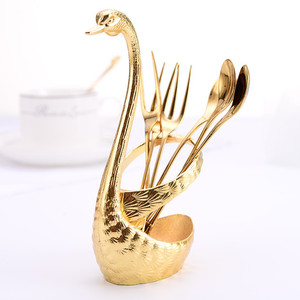 Swan Base Dinnerware Sets Stainless Steel Fruit Dessert Cutlery Set With <b>Spoon</b> Fork Western Food Cutleries Wedding Party Tools - Product Image 1