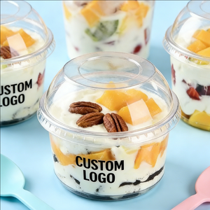 Gobelets en plastique PP pour desserts avec couvercles, diamètre 90 mm, 500 ml, paroi simple, pour yaourt et collations - Product Image 4