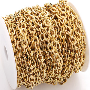 Cadena biselada rectangular plana de acero inoxidable de color dorado para bolso, teléfono, pulsera y collar para hombre H1500 - Product Image 4