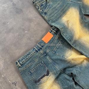 Pantalon en jean vintage en coton coupe droite de haute qualité, noir délavé, coupe ample et épaisse pour homme, fabriqué sur mesure à Dongguan - Product Image 2