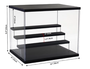 Vitrine acrylique moderne à 4 niveaux avec lumière LED réglable, armoire d'assemblage noire anti-poussière pour figurines d'<span class=keywords><strong>action</strong></span>, surface polonaise - Product Image 4