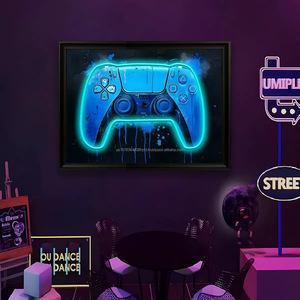 กรอบรูปเกมแพด LED ไฟนีออนตกแต่งผนังภายในอาคาร ภาพแขวนเรืองแสง ใช้พลังงาน USB ปรับความสว่างได้ แสงไฟสร้างบรรยากาศ 5V - Product Image 6