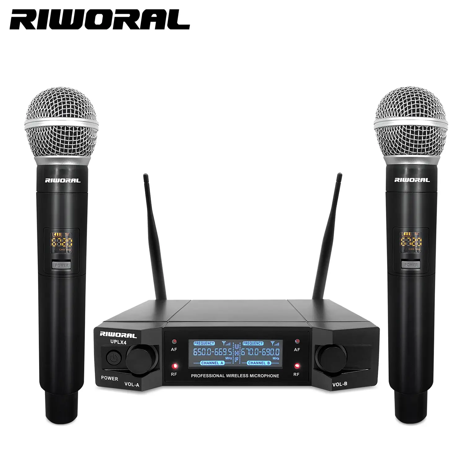 Riworal UPLX4 حار بيع ستوديو تسجيل المهنية ميكروفون لاسلكي نظام uhf ميكروفون ل الغناء