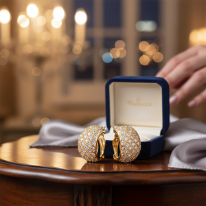 Pendiente de aro de oro de 14k con diamante Real redondo en oro blanco - Product Image 3