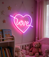 Lumière murale LED en forme de flèche de Cupidon rose, cœur d'amour, blanc chaud, décoration de la Saint-Valentin pour les fêtes, marque Yuntu, garantie 1 an
