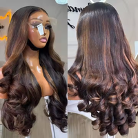 Perruques en cheveux vierges bruts du Cambodge, 30-40 pouces, densité 300, perruques frontales en cheveux humains avec dentelle pour femmes, sans colle