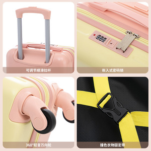 New Korean-style ABS Spinner Trolley <strong>Suitcase</strong> <strong>Small</strong> Luggage 16inch Portable Travel Case Combination Lock Carry-On Customizable - Product Image 4