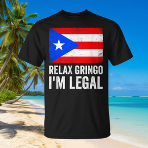 Camiseta Unisex para Adultos con la Bandera de Puerto Rico, Relax Gringo, I'm Legal - Product Image 3