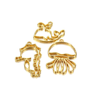 <b>Gold</b> Alloy Cat Resin <b>Frame</b> Pendant Keychain DIY Jewelry Accessory 4Pcs Ocean Edition 5Pcs Animal Shape - Product Image 3