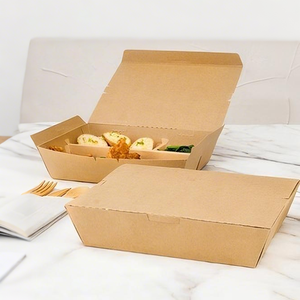 Caja de embalaje de almuerzo de papel Kraft desechable para comida rápida para llevar, caja de cartón para aperitivos, cajas para llevar divididas gruesas - Product Image 3