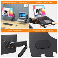 MD8TP001 11 "-17" 10kg Ressort à gaz Bras de support pour ordinateur portable Support de bureau Support pour ordinateur portable Support VESA