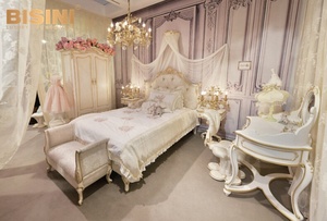 Lit château en bois européen, lit <span class=keywords><strong>cendrillon</strong></span> citrouille, ivoire et dorée, chariot de <span class=keywords><strong>princesse</strong></span>, lit pour enfants, nouvelle collection - Product Image 6