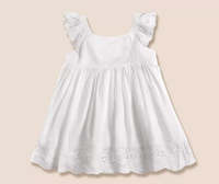Petites filles tenue décontracté manches flottantes solide blanc 100% coton oeillet dentelle robe coton dos nu Mini robes