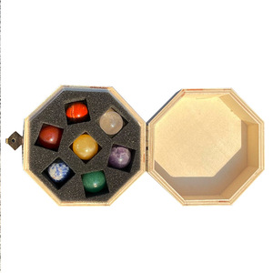 chul chakela Juego de minerales esféricos Chakela, cristal, amatista, ágata, <span class=keywords><strong>jade</strong></span>, caja de madera, decoración estilo americano, Dongling - Product Image 5