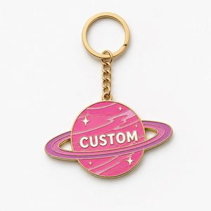 Llavero de esmalte personalizado al por mayor con diseño de planeta rosa, llavero de cadena Punky Pins, llavero del sistema solar, regalos científicos planetarios, soporte para llaves - Product Image 3