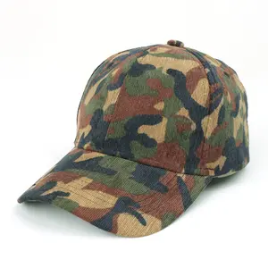 Casquette de baseball camouflage personnalisée nouveau tissu velours côtelé impression logo blanc casquette unisexe vente en gros