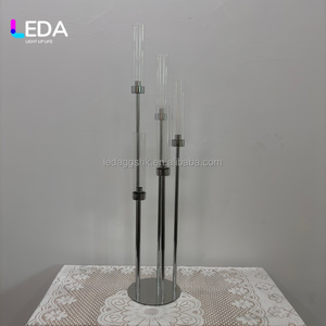 LEDA Gold <b>Tall</b> 6 Arms Metal Candelabra Wedding Table Centerpiece <b>Candlestick</b> Holder for Event Party Venue Home Decor - Product Image 3