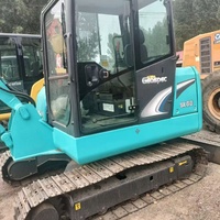 Excavatrice hydraulique sur chenilles Kobelco SK60 6 tonnes d'occasion du Japon, modèle 2022, avec moteur, pour travaux de terrassement et de nivellement