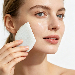 Outils de massage facial Gua Sha en pierre de jade cristal blanc transparent, vente en gros d'usine - Product Image 2