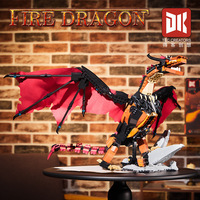 DEKKE Creations 7070-7071 Dragon de glace Dragon de feu modèle à collectionner Figurine bloc de construction éducatif jouet pour enfants en plastique