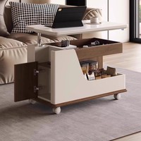 Mini table d'appoint rotative réglable pour salon ou chambre à coucher Table basse ou canapé mobile avec étagère de rangement Meubles de maison