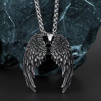 Collier Aile d'Ange Tendance – Chaîne Métallique Style Rétro Punk – Pendentif Aile – Cadeau de Fêtes – Collier Hip-hop pour Homme