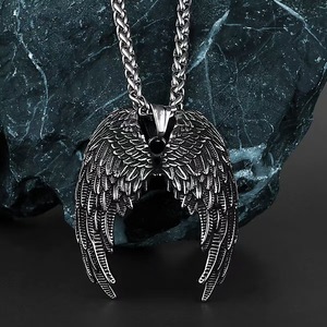 Collier à ailes d'ange très vendu, chaîne en métal, pendentif à ailes de style rétro punk, cadeau de vacances, collier tendance pour <span class=keywords><strong>homme</strong></span> hip-hop - Product Image 3