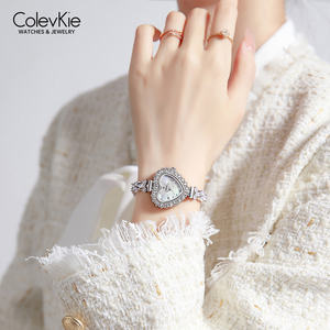 Montre pour femme ColevKie avec logo personnalisé, forme <span class=keywords><strong>de</strong></span> cœur, luxe, étanche, quartz, bracelet, OEM, simple, antique, élégante, montre pour femme - Product Image 2