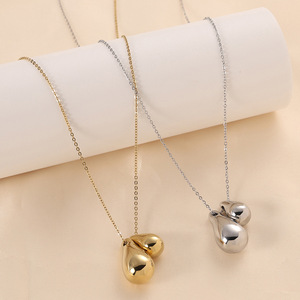 Collar Doble Lágrima Chapado en Oro de 18K, Cadena de Clavícula de Aleación de Zinc para Mujer, Joyería Elegante y Moderna para Uso Diario, Regalo - Product Image 1
