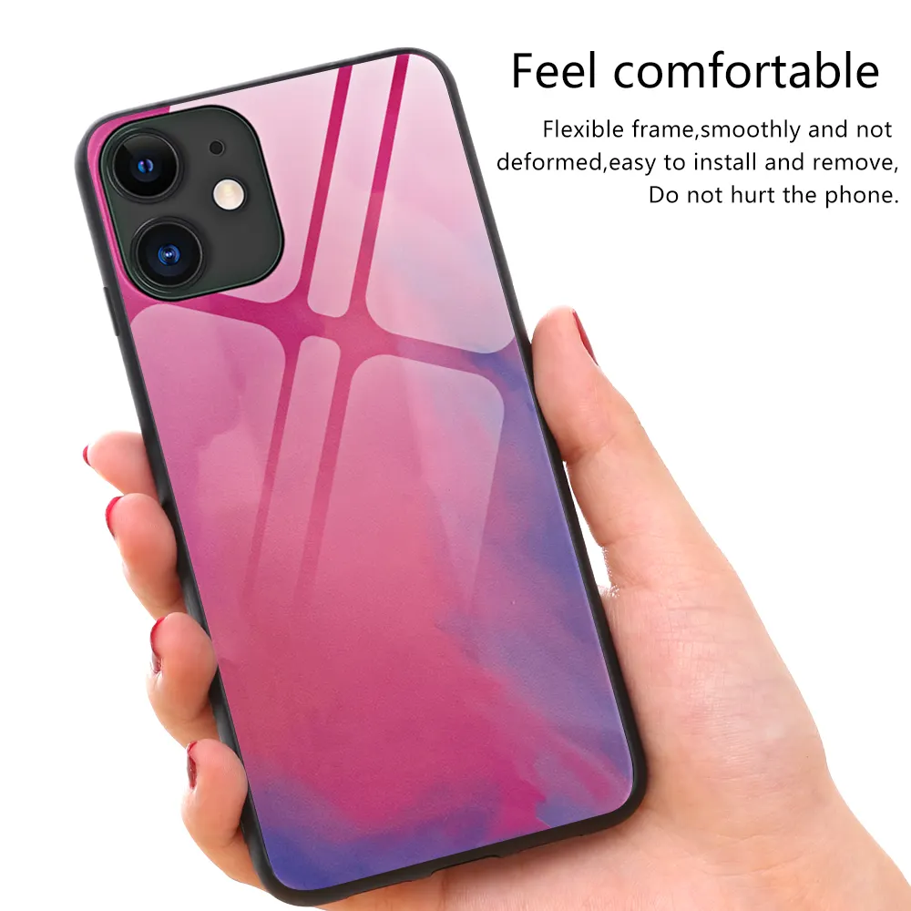 Ücretsiz kargo 1 örnek tamam yeni gelenler FLOVEME moda cep telefonu çanta 4 renk suluboya cam telefon iPhone için kılıf