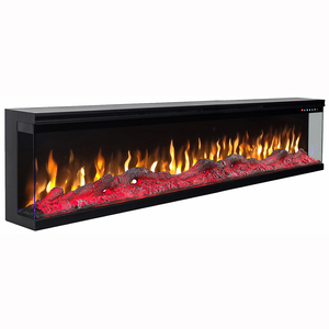 Caminetto Elettrico Decorativo da Parete Incassato a 3 Lati LONGHUA FLAME 42\" 50\" 60\" 72\" 100\" con Vetro Integrato - Product Image 1