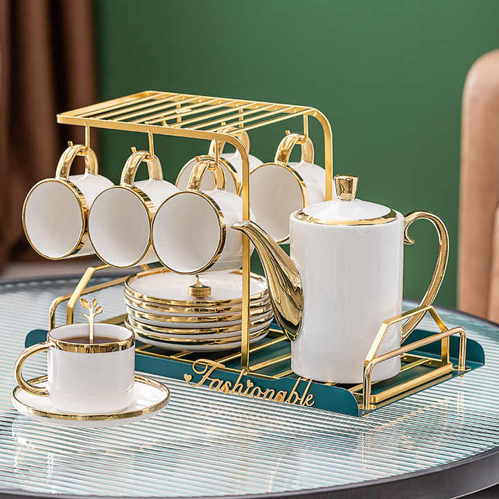 6 Pcs European Style Mugs Fashion Arabic Ceramic Coffee Cup With Handle Tray Coffee Cup Set