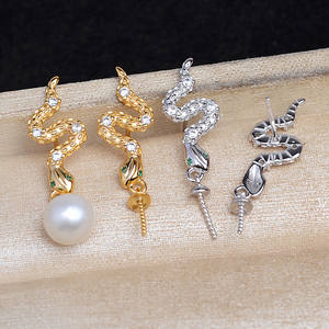 Boucles d'oreilles en argent 925, accessoires de bricolage, bijoux à trois perles avec support pour 5-7 perles, produit semi-fini JG5908, boucles d'oreilles pendantes tendance - Product Image 1