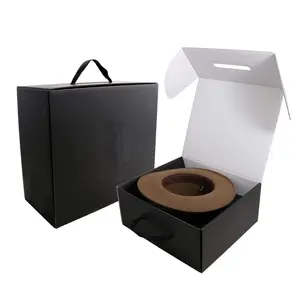 Custom Large Wide Fedora Cowboy Hat Boxes Packaging Wholesale Hat Shipping Box With Handles