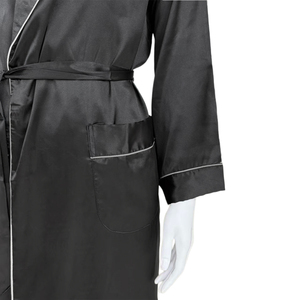 High Quality Faux Silk Satin Bathrobe Stylish custom logo Robe Custom Brand Embroidered <strong>Dressing</strong> <strong>Gowns</strong> Direct Manufacturer - Product Image 4
